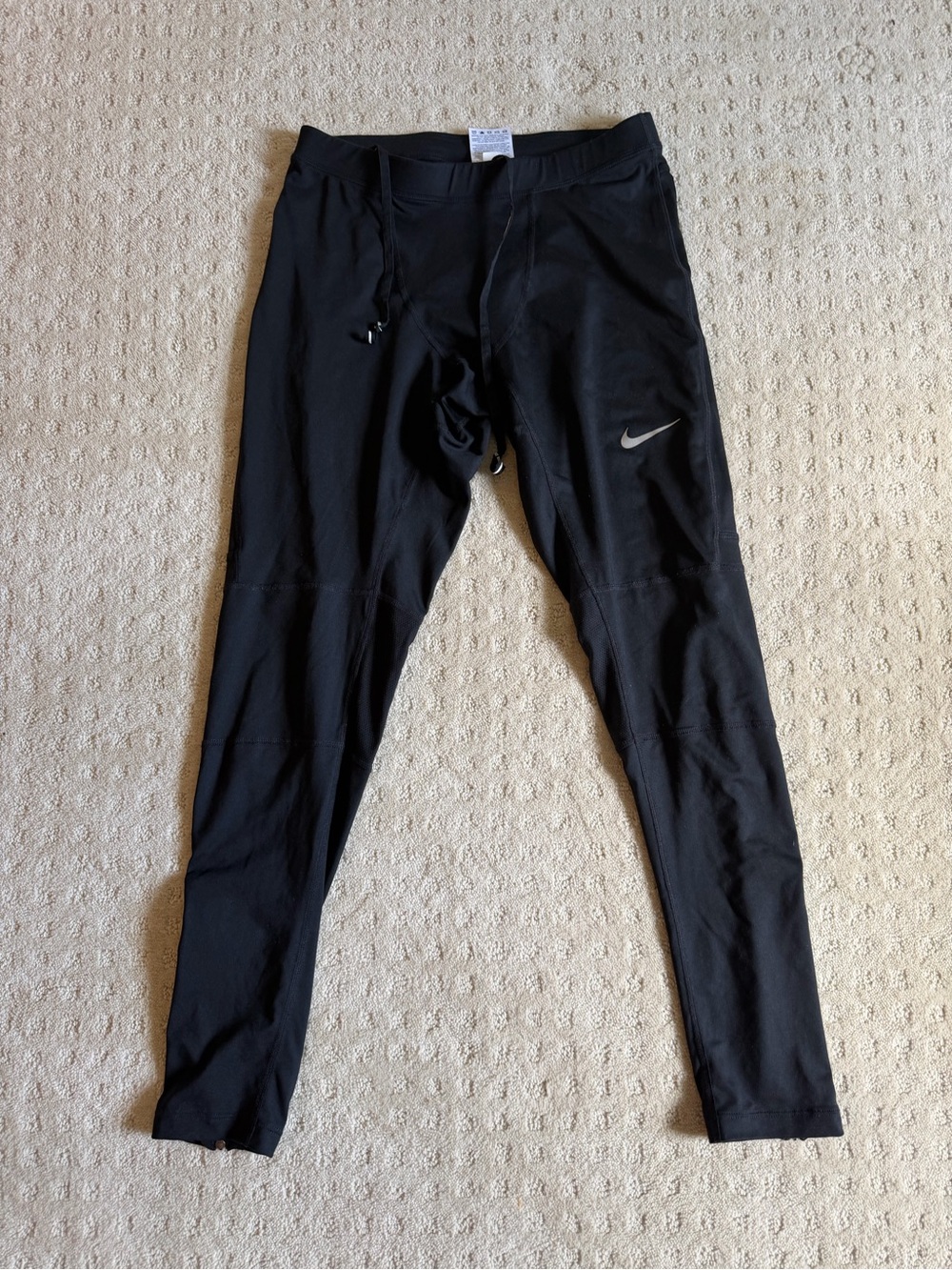 Nike Black mens' Performance Leggings with Silver Swoosh